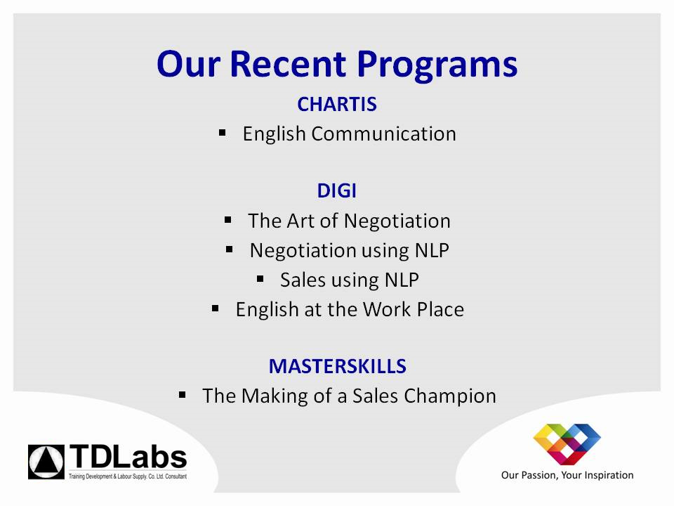 Our Recent Programs