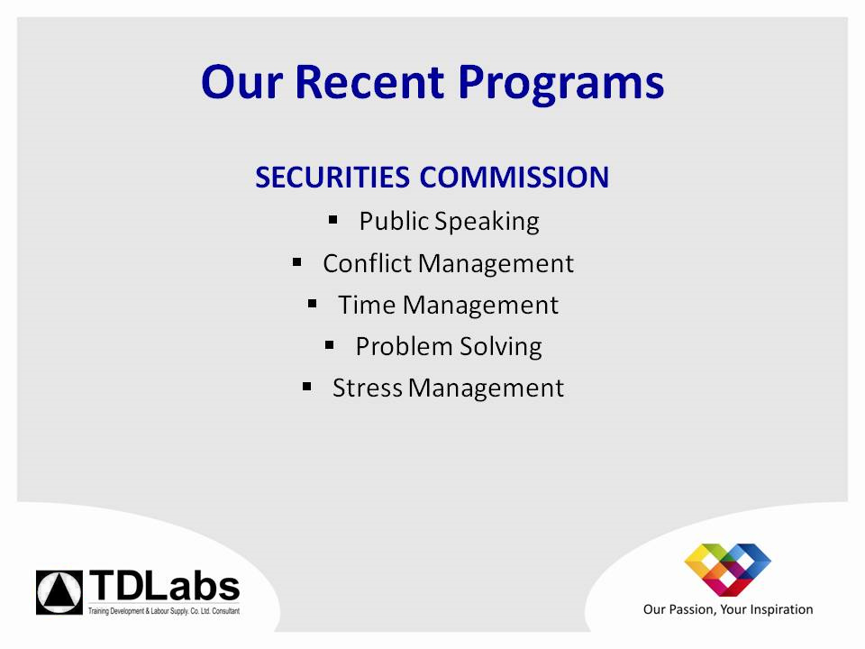 Our Recent Programs